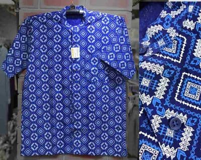 Elegant Royal Blue Printed Half Shirt- Premium Quality Traditional Wear_img_2