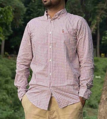 Men Casual Full Shirt Red Checkered Full Sleeve Cotton  | Palli_img_5