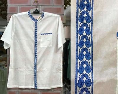 Elegant White Fotua with Royal Blue Embroidery - Premium Quality Traditional Wear_img_0
