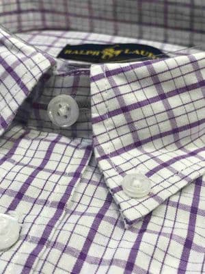 Men Casual Full Shirt Violet - White Checkered Cotton | Formal & Casual | Palli_img_4