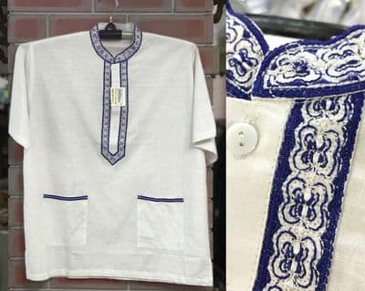 Elegant White Fotua with Blue Embroidery - Premium Quality Traditional Wear_img_0