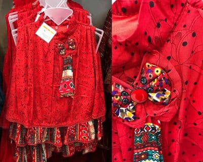 Red Ethnic Girls Frock Dress Set with Bow Detail_img_0