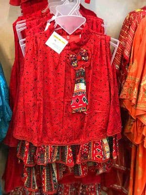 Red Ethnic Girls Frock Dress Set with Bow Detail_img_1