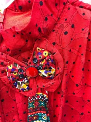 Red Ethnic Girls Frock Dress Set with Bow Detail_img_2