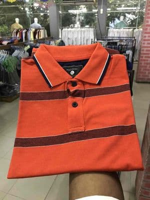 Men's Orange & White Stripe Polo T-Shirt | 100% Premium Cotton | Summer Essential | Palli_img_1