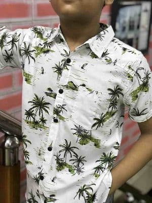 Summer Hawaiian Shirt for Boys | White Blue Cream Color_img_4