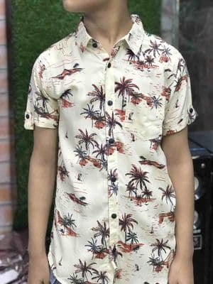 Summer Hawaiian Shirt for Boys | White Blue Cream Color_img_5