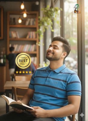 Premium Cotton Polo T-Shirt Cotton for Men | Blue & Orange | 210 GSM | Summer Essential | Palli