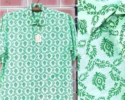 Green Shade Cotton Printed Men Half Shirt | Palli_img_0