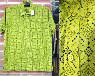 Dark Olive Printed Cotton Men Half Shirt | Palli_img_0