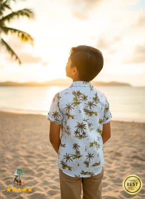 Summer Hawaiian Shirt for Boys | White Blue Cream Color_img_1