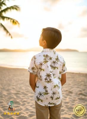 Summer Hawaiian Shirt for Boys | White Blue Cream Color_img_2