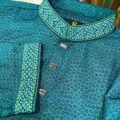 Cheetah Print Cotton Panjabi | Green_img_4