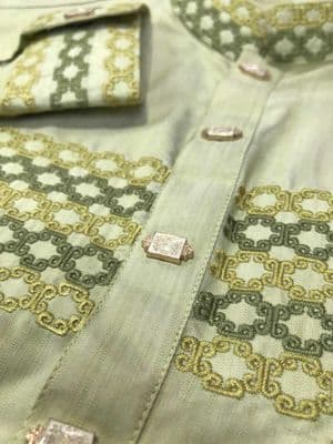 Embroidery Cotton Panjabi | Light Green_img_0
