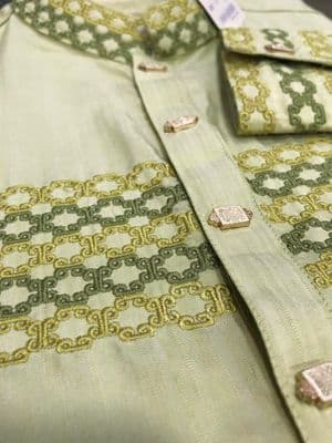 Embroidery Cotton Panjabi | Light Green_img_1