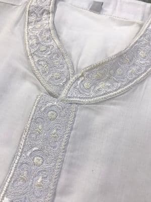 Elegant White Fotua White Embroidery - Premium Quality Traditional Wear_img_0