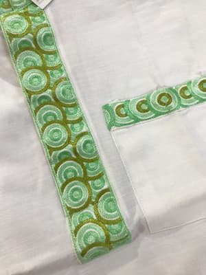 khadi Cotton Fotua with Green Embroidery_img_1