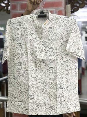 Men's White Patterned Short Sleeve Fatua - Casual Bengali Style_img_2