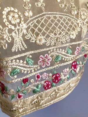 Embroidered Women's One-Piece - Formal Kameez Collection - Organza Cream_img_2