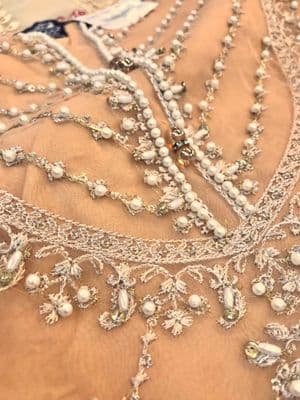 Embroidered Women's One-Piece - Soft Peach - Organza_img_2