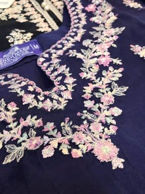 Embroidered Women's One-Piece - Indigo blue with embellished details - Organza_img_2