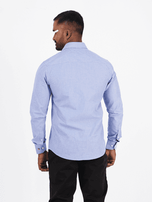 Men Casual Full Shirt Classic Slim Fit Light Blue Cotton – Versatile Formal & Casual | Palli_img_1