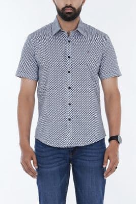 Slim-Fit Short-Sleeve Print Men Half Shirt | Palli_img_1