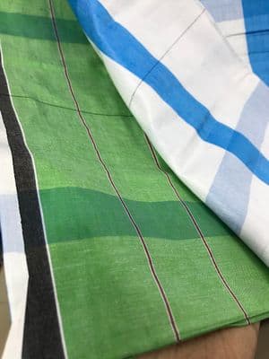 White Blue and Green Stripes: Sirajganj Cotton Lungi_img_1
