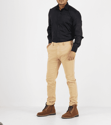 Men's Long Sleeve Shirts Solid Black Formal Business Shirts_img_2