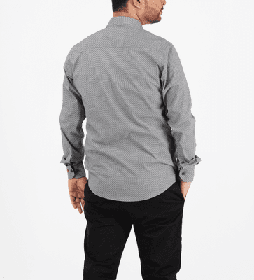 Men Casual Full Shirt Sleek Fit Grey Micro - Print Cotton | Palli_img_1
