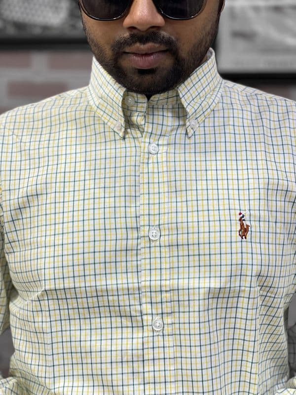 Men Casual Full Shirt Yellow Checkered Full Sleeve Cotton | Casual & Formal | Palli