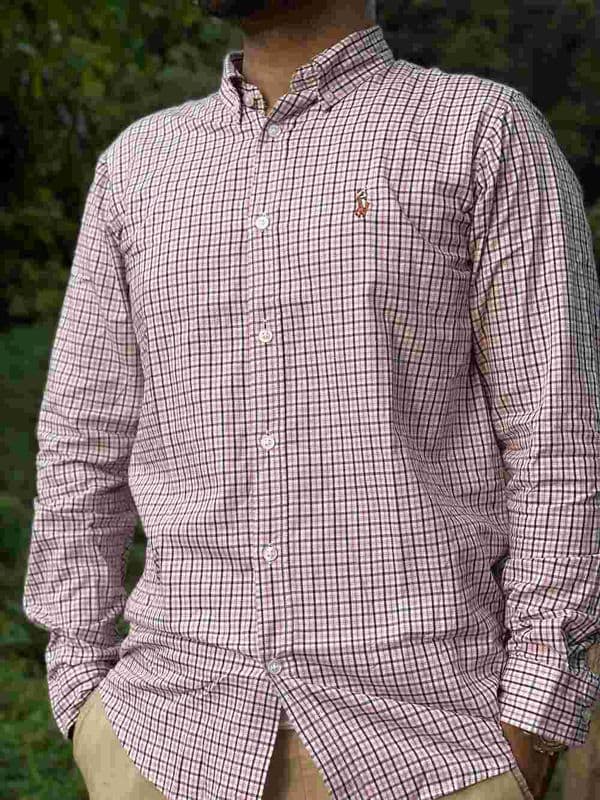 Men Casual Full Shirt Red Checkered Full Sleeve Cotton  | Palli