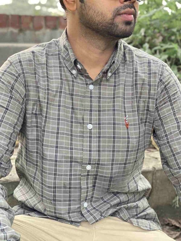 Grey / Black  Checkered Full Sleeve Cotton Shirt - Sizes M, L, XL