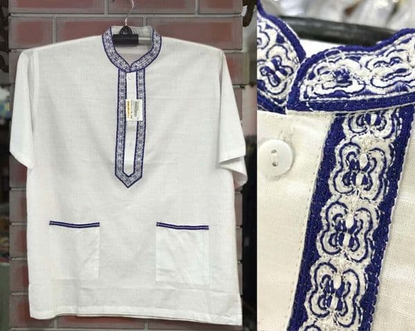 Elegant White Fotua with Blue Embroidery - Premium Quality Traditional Wear