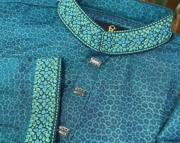 Cheetah Print Cotton Panjabi | Green