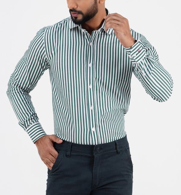MEN'S SLIM FIT LONG SLEEVE ARROW COLLAR BOX PLACKET SHIRT