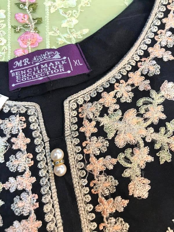 Embroidered Women's One-Piece - Black - Organza