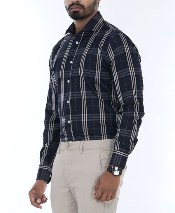 Men's Slim-Fit Long-Sleeve Formal Cotton Shirt