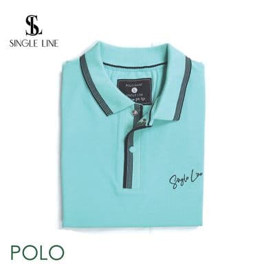 Men's Turquoise Polo T-Shirt | Premium Cotton | Slim Fit Casual Wear | Palli_img_3