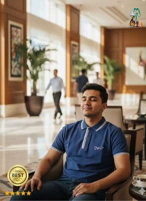 Men's Classic Blue Polo T-Shirt | 210 GSM Premium Cotton | Slim Fit Casual Wear | Palli_img_0