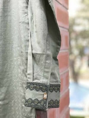 Elegant Gorgeous Cotton Panjabi | Green Blue_img_4