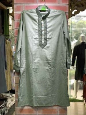 Elegant Gorgeous Cotton Panjabi | Green Blue_img_6