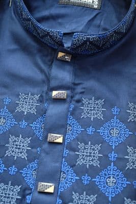 Cotton Men Embroidery Panjabi | Blue_img_0