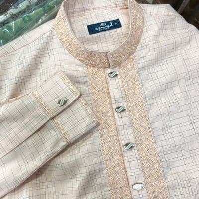 White Check Loop Button Panjabi_img_2