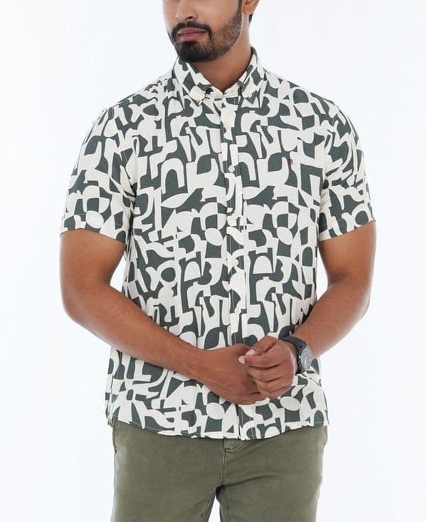 Lightweight Viscose Short Sleeve Button-Up Casual Men Half Shirt | Palli